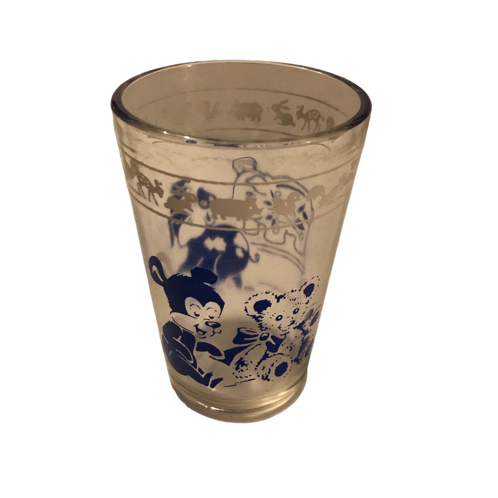 Vintage 1956 Kiddie Kup Swanky Swigs by Kraft Foods with blue animals Bears